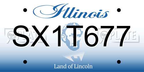 SX1T677 Illinois License Plate