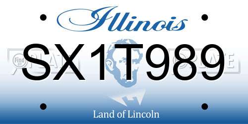 SX1T989 Illinois License Plate