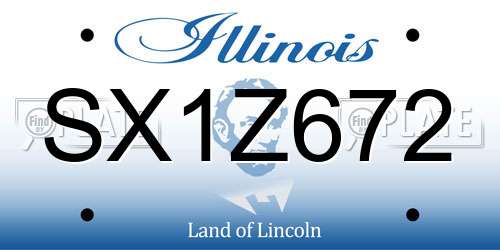 SX1Z672 Illinois License Plate
