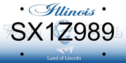SX1Z989 Illinois License Plate