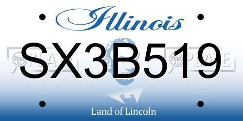 SX3B519 Illinois License Plate