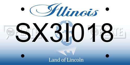 SX3I018 Illinois License Plate