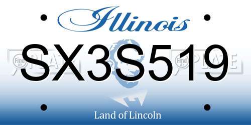 SX3S519 Illinois License Plate