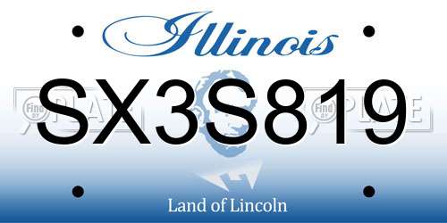 SX3S819 Illinois License Plate