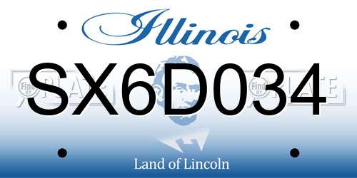 SX6D034 Illinois License Plate