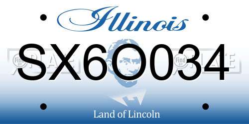 SX6O034 Illinois License Plate