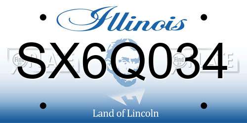 SX6Q034 Illinois License Plate