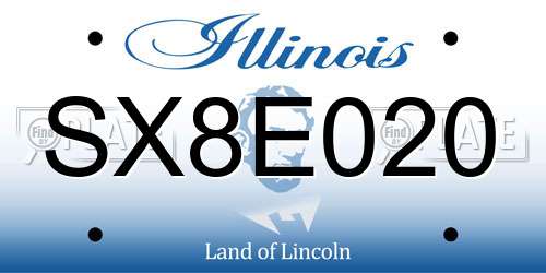 SX8E020 Illinois License Plate