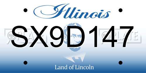 SX9D147 Illinois License Plate