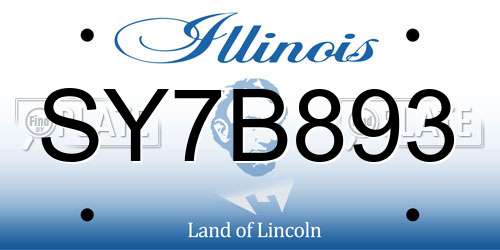 SY7B893 Illinois License Plate
