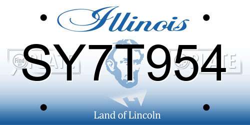 SY7T954 Illinois License Plate