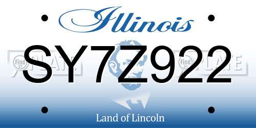 SY7Z922 Illinois License Plate