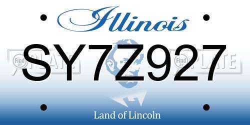 SY7Z927 Illinois License Plate