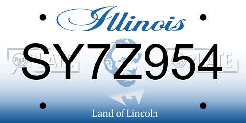 SY7Z954 Illinois License Plate