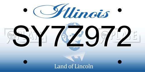 SY7Z972 Illinois License Plate