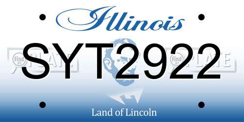 SYT2922 Illinois License Plate