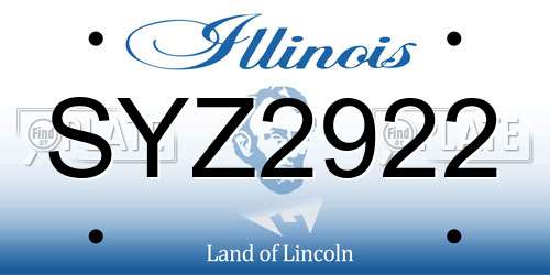 SYZ2922 Illinois License Plate
