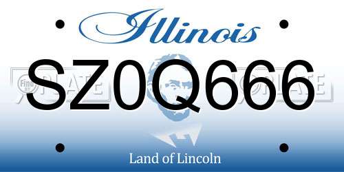 SZ0Q666 Illinois License Plate