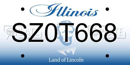 SZ0T668 Illinois License Plate