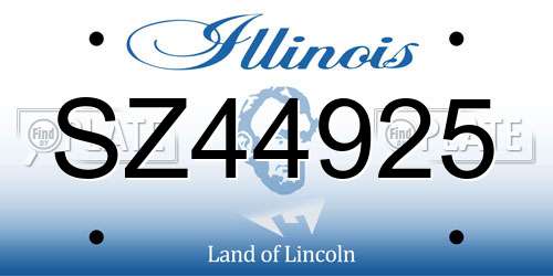SZ44925 Illinois License Plate