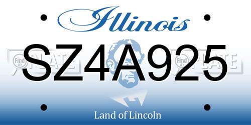 SZ4A925 Illinois License Plate