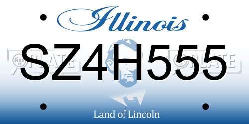 SZ4H555 Illinois License Plate