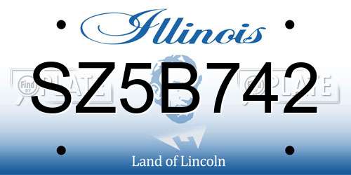 SZ5B742 Illinois License Plate