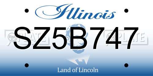SZ5B747 Illinois License Plate