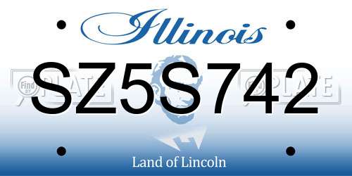SZ5S742 Illinois License Plate