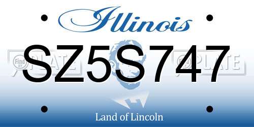 SZ5S747 Illinois License Plate