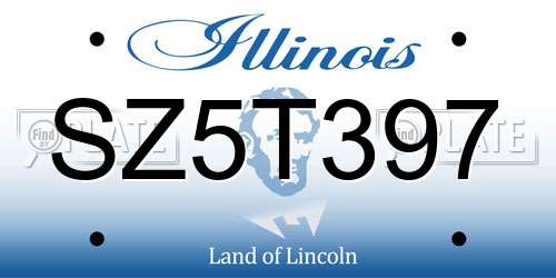 SZ5T397 Illinois License Plate