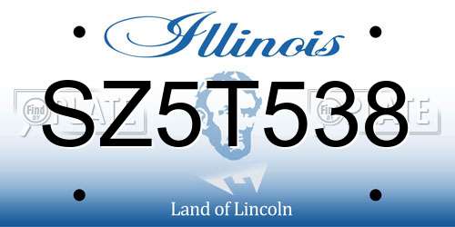 SZ5T538 Illinois License Plate