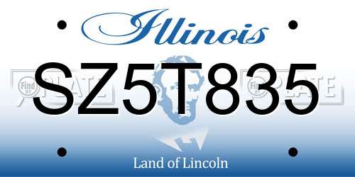 SZ5T835 Illinois License Plate