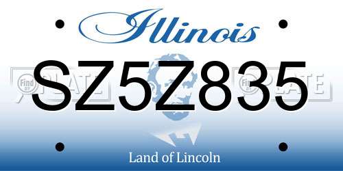 SZ5Z835 Illinois License Plate