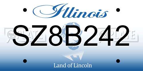 SZ8B242 Illinois License Plate