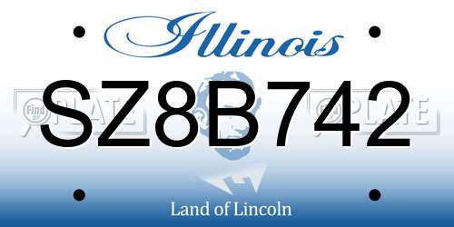 SZ8B742 Illinois License Plate
