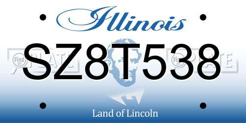 SZ8T538 Illinois License Plate