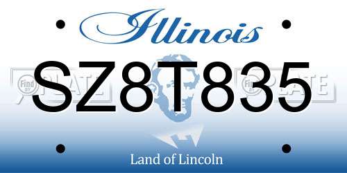 SZ8T835 Illinois License Plate