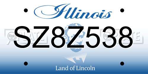 SZ8Z538 Illinois License Plate