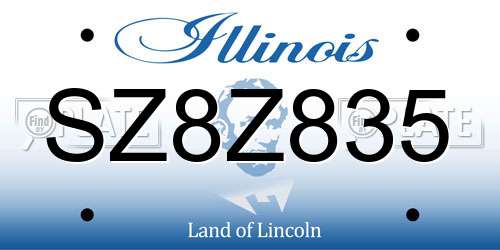 SZ8Z835 Illinois License Plate