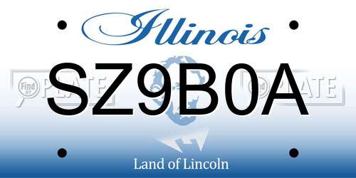 SZ9B0A Illinois License Plate