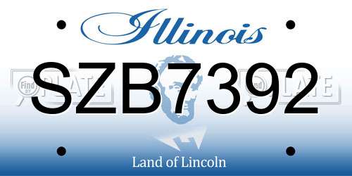 SZB7392 Illinois License Plate