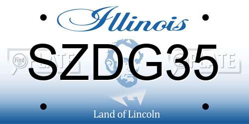 SZDG35 Illinois License Plate