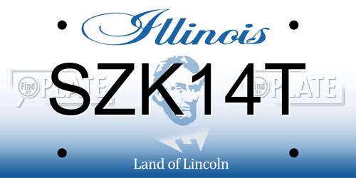SZK14T Illinois License Plate