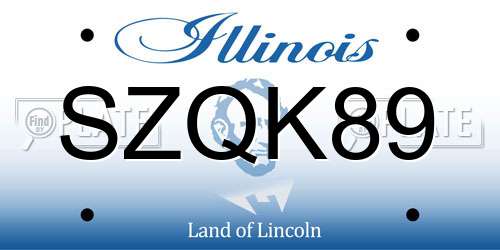 SZQK89 Illinois License Plate