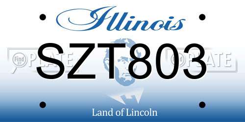 SZT803 Illinois License Plate