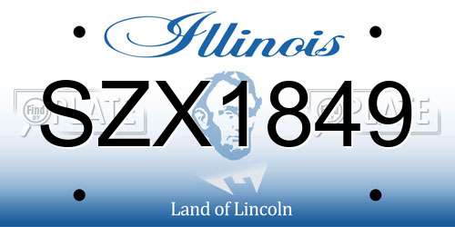 SZX1849 Illinois License Plate