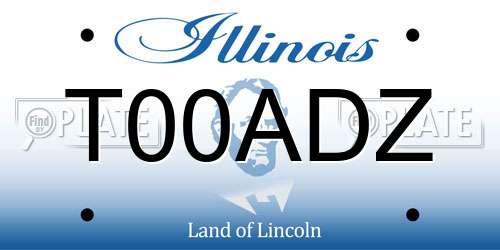 T00ADZ Illinois License Plate