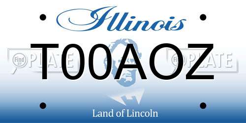 T00AOZ Illinois License Plate