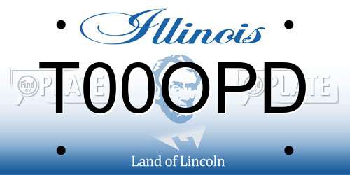 T00OPD Illinois License Plate